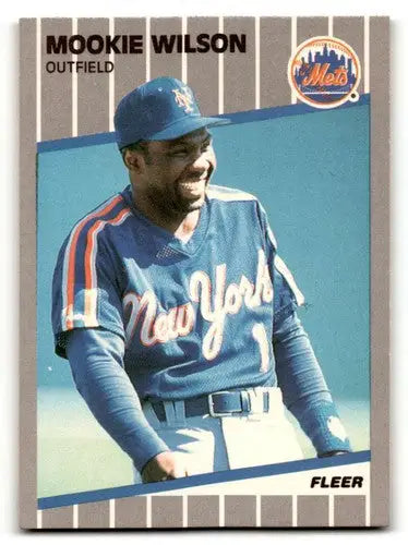 Original gloss Mookie Wilson Mets baseball cards 1989 Fleer #52 collectible card