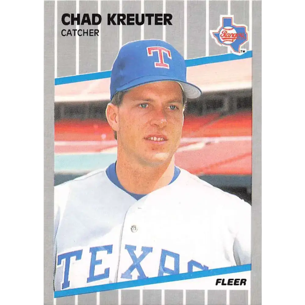 1989 Fleer #526 Chad Kreuter EX Excellent RC Rookie Texas Rangers Baseball Card - Baseball Card Single