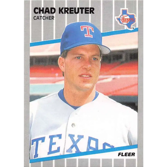 1989 Fleer #526 Chad Kreuter EX Excellent RC Rookie Texas Rangers Baseball Card - Baseball Card Single