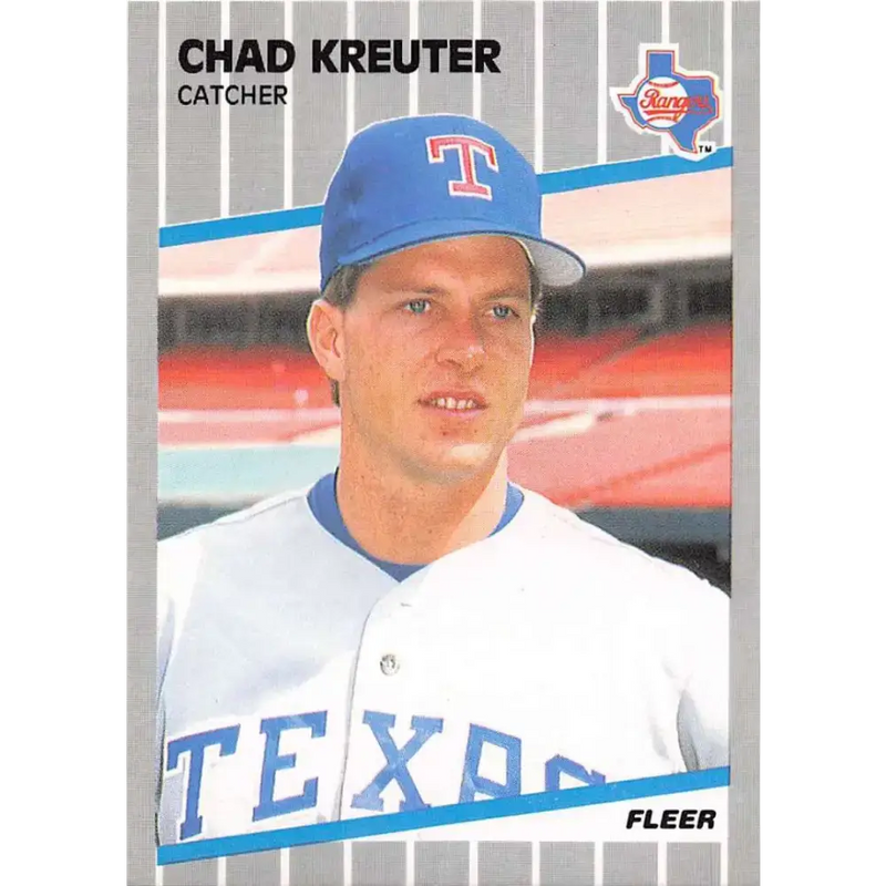 1989 Fleer #526 Chad Kreuter EX Excellent RC Rookie Texas Rangers Baseball Card - Baseball Card Single