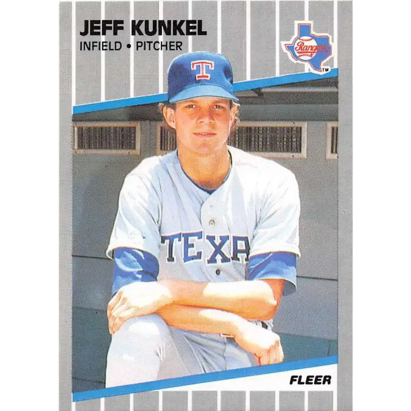 1989 Fleer #527 Jeff Kunkel EX Excellent Texas Rangers Baseball Card - Baseball Card Single