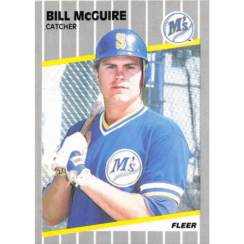 1989 Fleer #553 Bill McGuire EX Excellent RC Rookie Seattle Mariners Baseball Card - Baseball Card Single