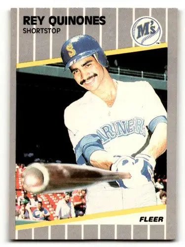 Original gloss Rey Quinones Seattle Mariners baseball card from 1989 Fleer #556