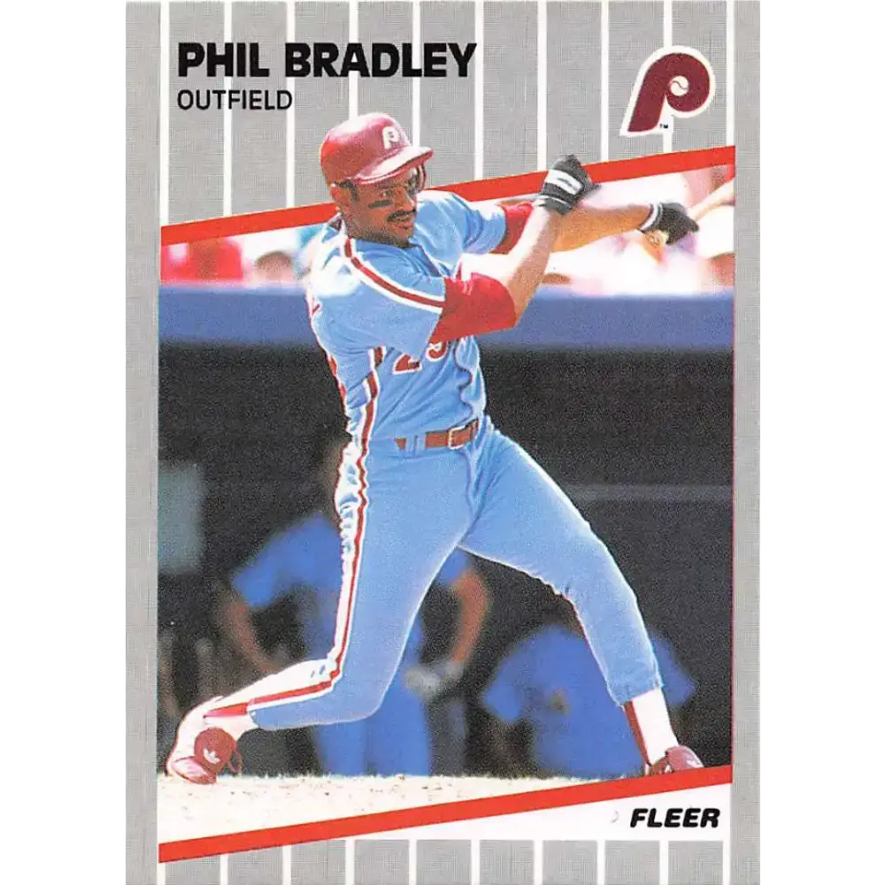 1989 Fleer #563 Phil Bradley EX Excellent Philadelphia Phillies Baseball Card - Baseball Card Single