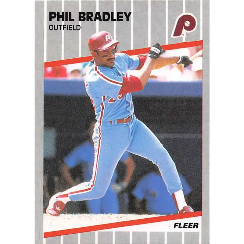 1989 Fleer #563 Phil Bradley EX Excellent Philadelphia Phillies Baseball Card - Baseball Card Single