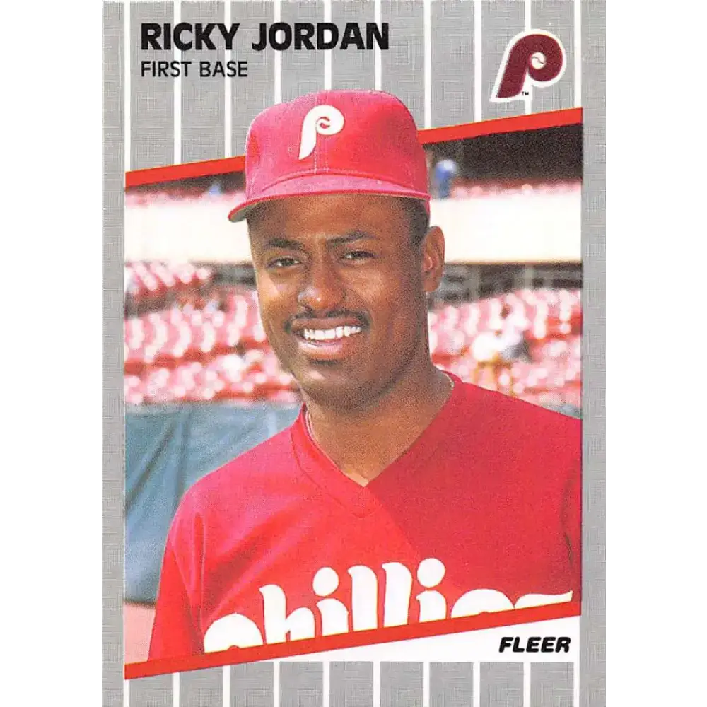 1989 Fleer #575 Ricky Jordan EX Excellent RC Rookie Philadelphia Phillies Baseball Card - Baseball Card Single