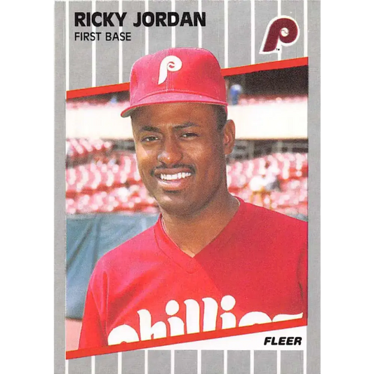 1989 Fleer #575 Ricky Jordan EX Excellent RC Rookie Philadelphia Phillies Baseball Card