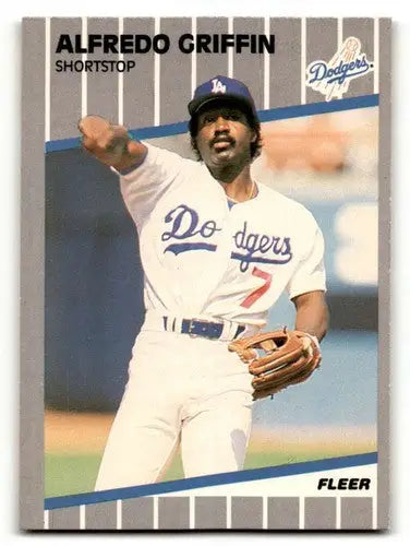 Original gloss Alfredo Griffin Los Angeles Dodgers baseball card 1989 Fleer #58