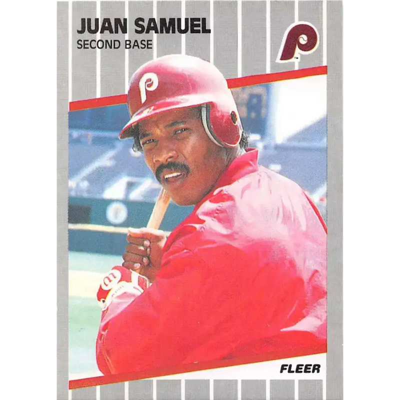 1989 Fleer #581 Juan Samuel EX Excellent Philadelphia Phillies Baseball Card - Baseball Card Single