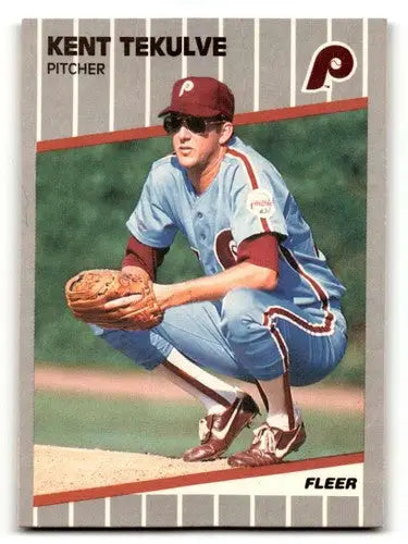 Original gloss 1989 Fleer Kent Tekulve Philadelphia Phillies baseball card image