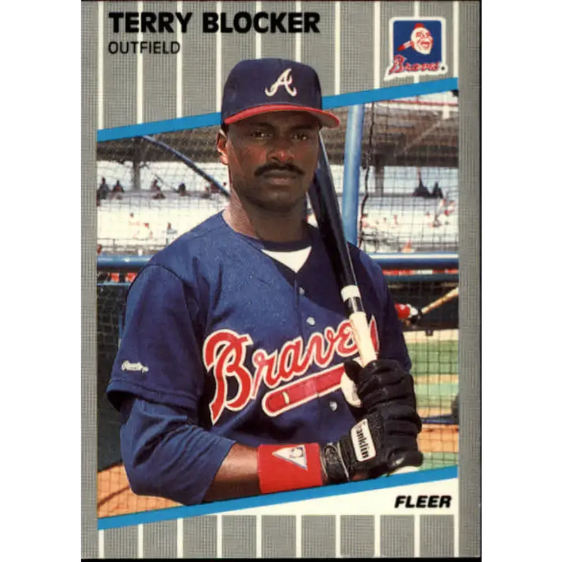 1989 Fleer #589 Terry Blocker EX Excellent RC Rookie Atlanta Braves Baseball Card - Baseball Card Single