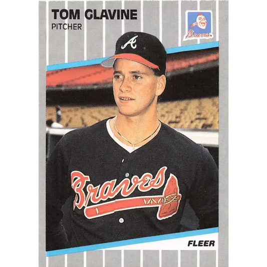 1989 Fleer #591 Tom Glavine EX Excellent Atlanta Braves Baseball Card