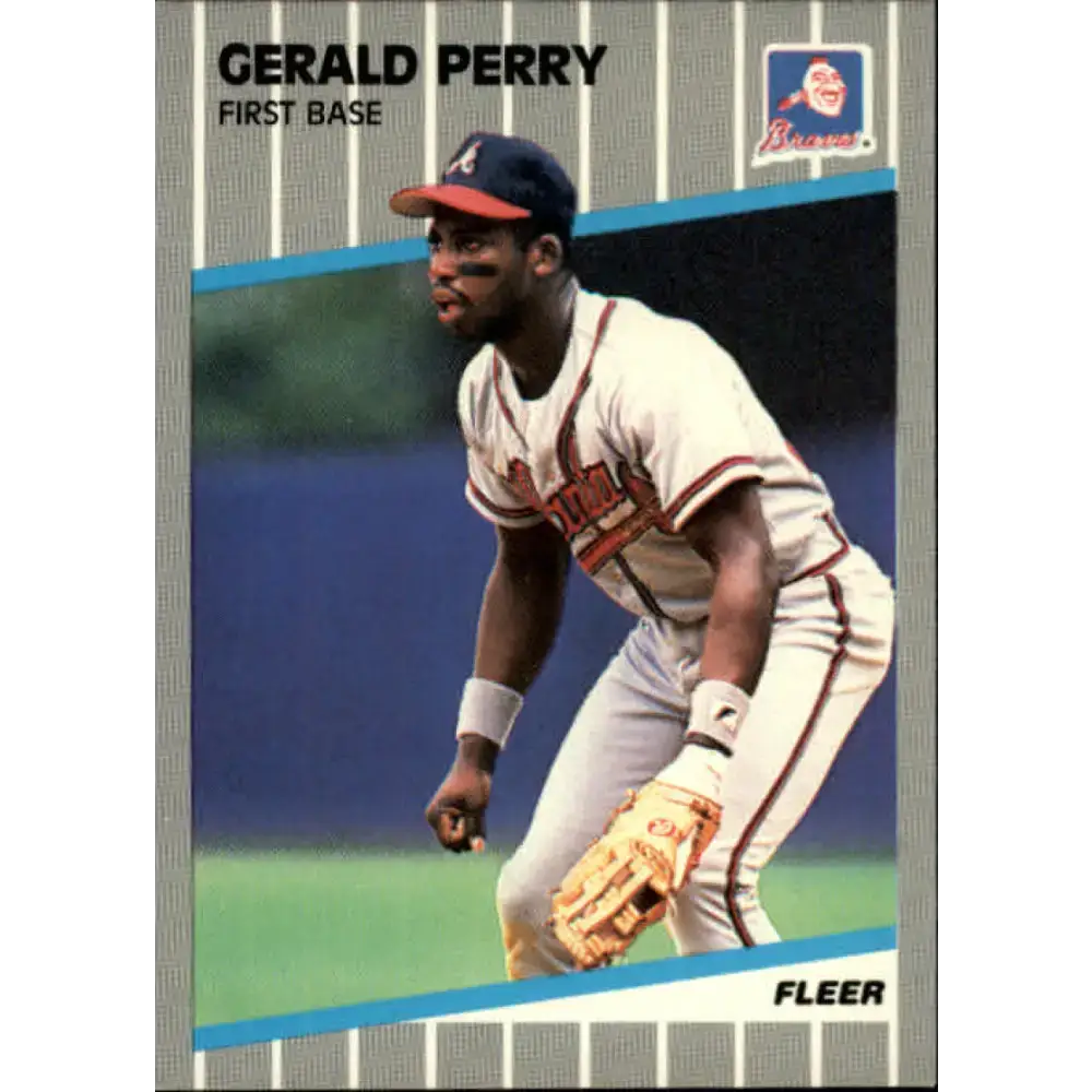 1989 Fleer #597 Gerald Perry EX Excellent Atlanta Braves Baseball Card - Baseball Card Single