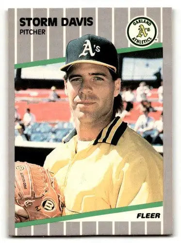 1989 Fleer Storm Davis Oakland Athletics baseball card with original gloss