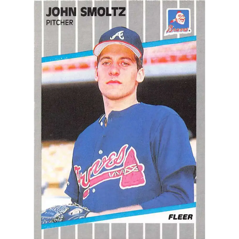 1989 Fleer #602 John Smoltz EX Excellent RC Rookie Atlanta Braves Baseball Card - Baseball Card Single