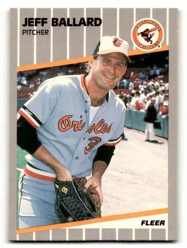 1989 Fleer Jeff Ballard Baltimore Orioles baseball card showing Jeff Ballard Baltimore players