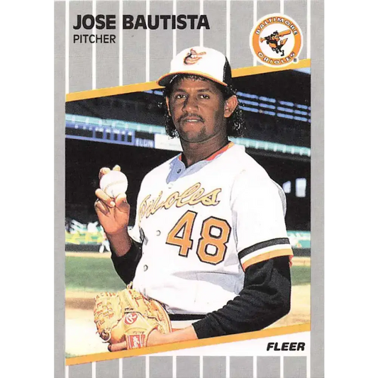 1989 Fleer #608 Jose Bautista EX Excellent RC Rookie Baltimore Orioles Baseball Card - Baseball Card Single