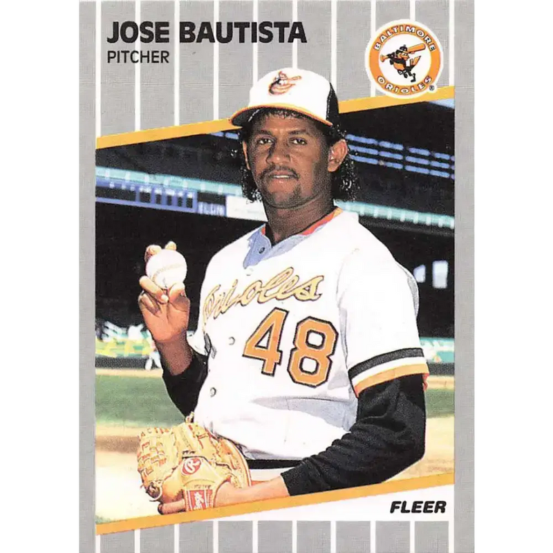 1989 Fleer #608 Jose Bautista EX Excellent RC Rookie Baltimore Orioles Baseball Card - Baseball Card Single