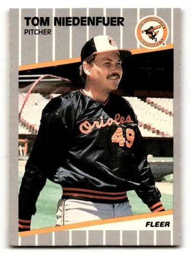 Tom Niedenfuer Baltimore Orioles baseball card from 1989 Fleer #613 in NM condition