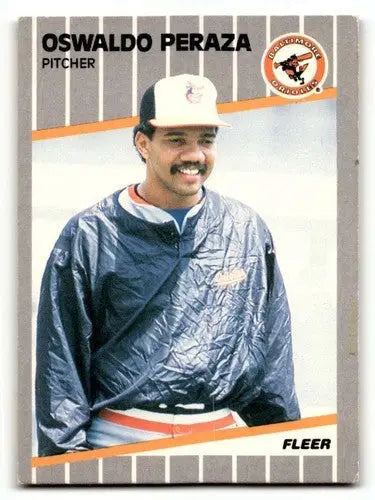 Oswaldo Peraza Baltimore Orioles baseball card from 1989 Fleer #615, EX/N condition