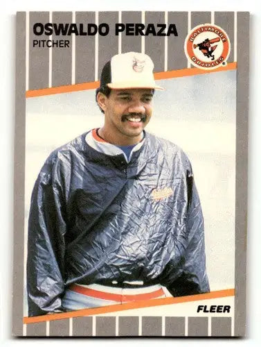 Oswaldo Peraza Baltimore Orioles baseball card from 1989 Fleer #615 front view