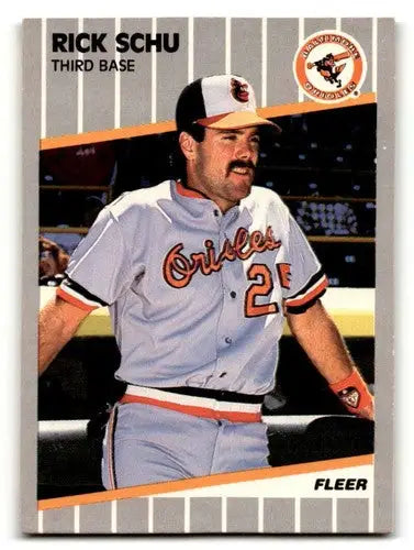 Rick Schu Baltimore Orioles baseball card from 1989 Fleer #619, EX/NM condition