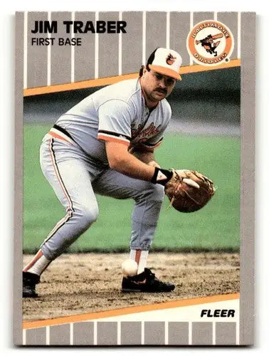 Jim Traber Baltimore Orioles baseball card from 1989 Fleer series near mint NM
