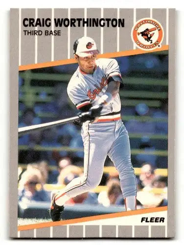 1989 Fleer Craig Worthington Baltimore Orioles baseball card with original gloss, N ID:54525