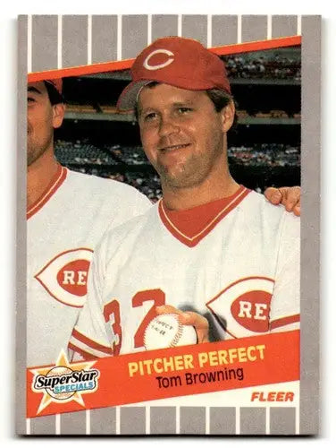 Tom Browning Cincinnati Reds baseball card from 1989 Fleer series NM-MT