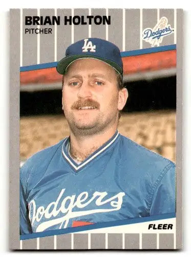 Original gloss Brian Holton Los Angeles Dodgers baseball card in 1989 Fleer NM Ne ID 54507