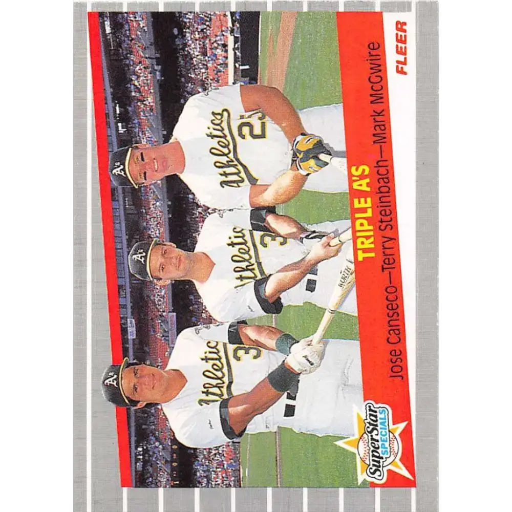 1989 Fleer #634 Jose Canseco/Terry Steinbach/Mark McGwire EX Excellent Oakland Athletics Baseball Card - Baseball Card