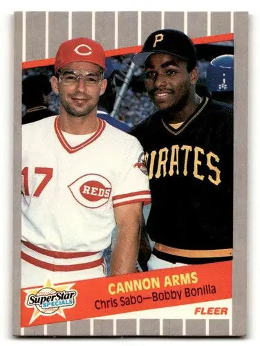 Original gloss baseball card featuring Chris Sabo and Bobby Bonilla from 1989 Fleer