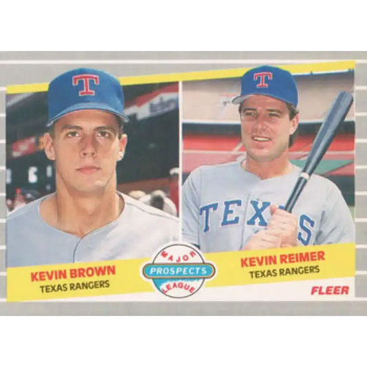 1989 Fleer #641 Kevin Brown/Kevin Reimer EX Excellent Texas Rangers Baseball Card - Baseball Card Single