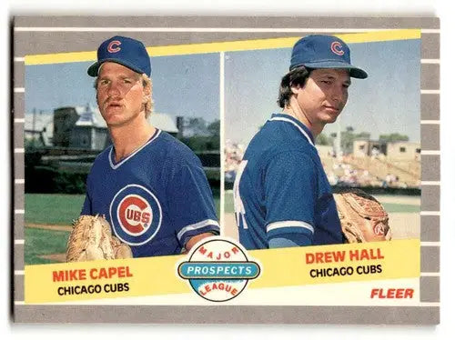 Baseball card featuring Mike Capel and Drew Hall of the Chicago Cubs
