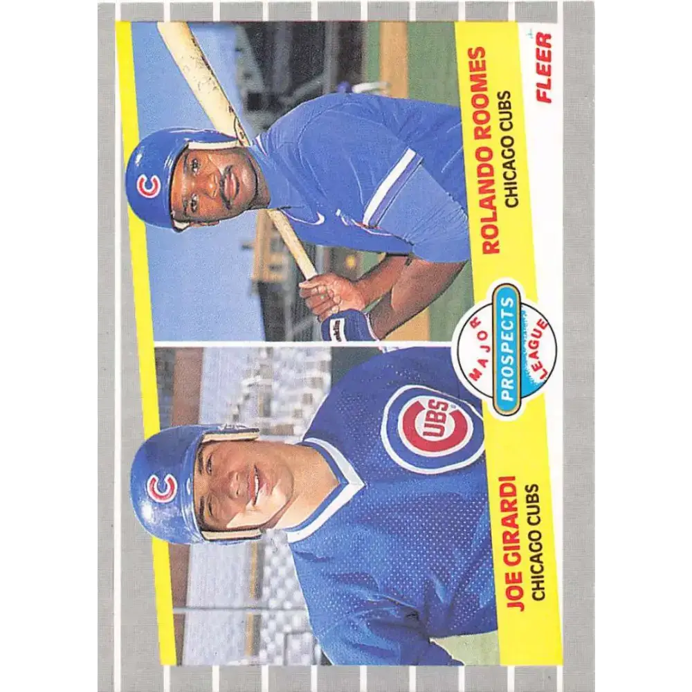 1989 Fleer #644 Joe Girardi/Rolando Roomes EX Excellent RC Rookie Chicago Cubs Baseball Card - Baseball Card Single