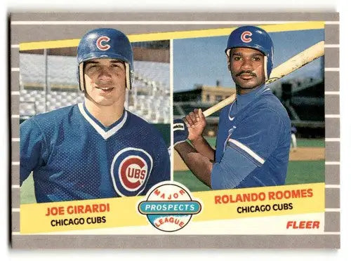 Baseball card featuring Joe Girardi and Rolando Roomes with original gloss, Chicago Cubs
