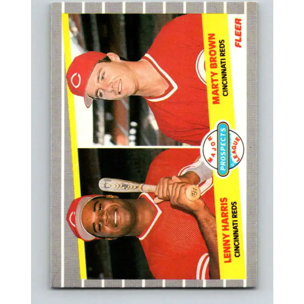 1989 Fleer #645 Lenny Harris/Marty Brown EX Excellent RC Rookie Cincinnati Reds Baseball Card - Baseball Card Single