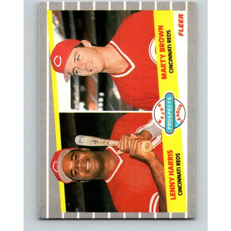 1989 Fleer #645 Lenny Harris/Marty Brown EX Excellent RC Rookie Cincinnati Reds Baseball Card - Baseball Card Single