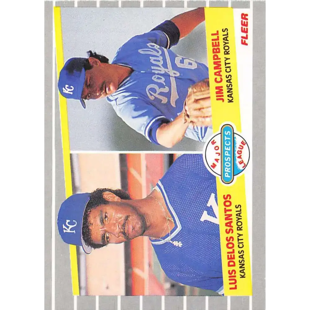 1989 Fleer #646 Luis De Los Santos/Jim Campbell EX Excellent RC Rookie Kansas City Royals Baseball Card - Baseball Card
