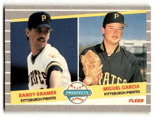 Original gloss baseball trading card featuring Randy Kramer and Miguel Garcia from 1989 Fleer