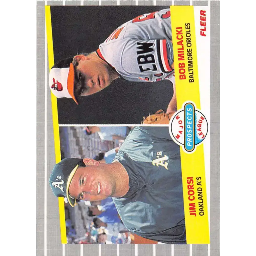 1989 Fleer #649 Jim Corsi/Bob Milacki EX Excellent RC Rookie Oakland Athletics/Baltimore Orioles Baseball Card