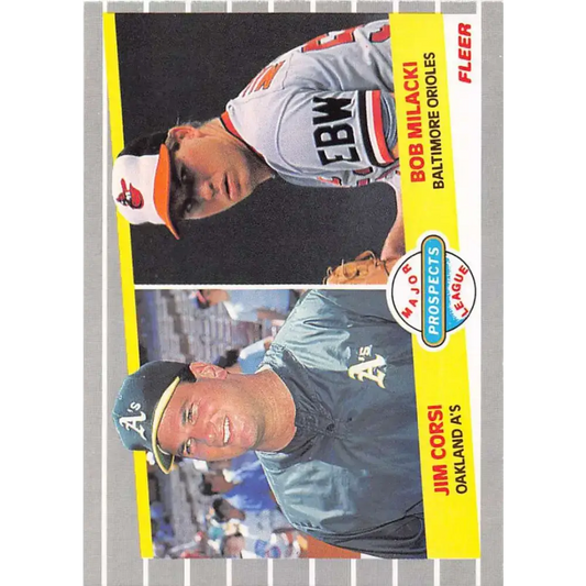 1989 Fleer #649 Jim Corsi/Bob Milacki EX Excellent RC Rookie Oakland Athletics/Baltimore Orioles Baseball Card