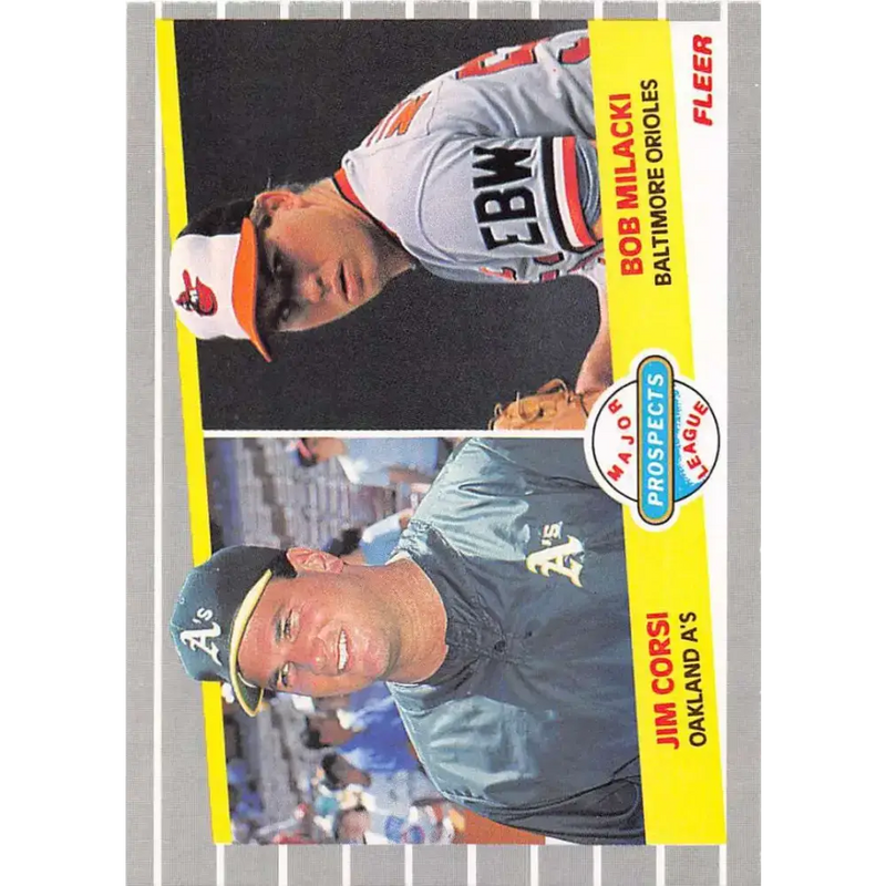 1989 Fleer #649 Jim Corsi/Bob Milacki EX Excellent RC Rookie Oakland Athletics/Baltimore Orioles Baseball Card