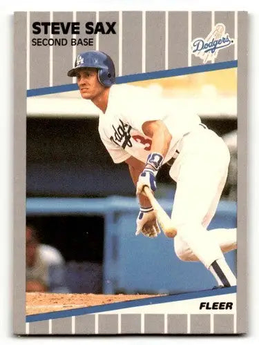 1989 Fleer #70 Steve Sax Los Angeles Dodgers Baseball Cards NM Near ID:54512 - Baseball Card Single