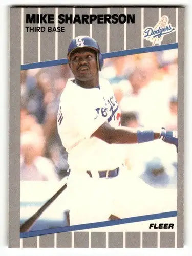 Original gloss 1989 Fleer Mike Sharperson Los Angeles Dodgers baseball card image