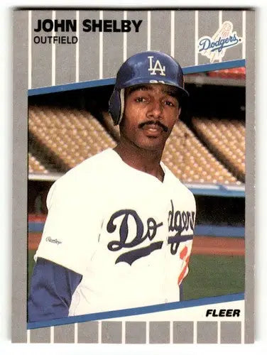 Original gloss John Shelby Los Angeles Dodgers baseball card from 1989 Fleer #73
