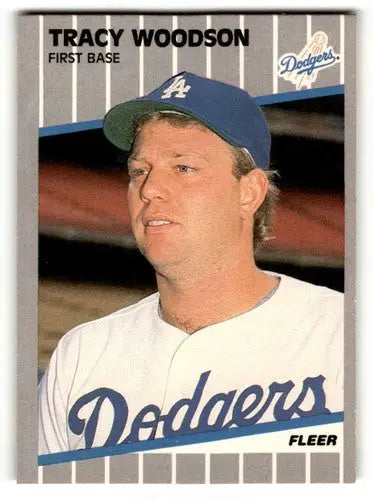 Tracy Woodson Los Angeles Dodgers baseball card from 1989 Fleer lineup