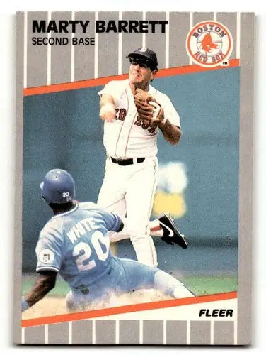 Original gloss Marty Barrett Boston baseball card from 1989 Fleer #78 Barrett Boston Red Sox