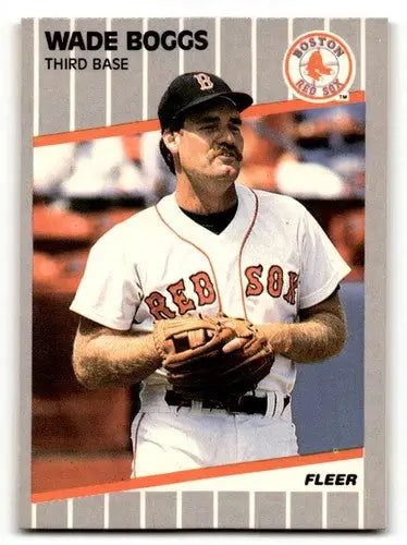 Original gloss Wade Boggs Boston baseball card from 1989 Fleer #81 Boggs Boston Red Sox