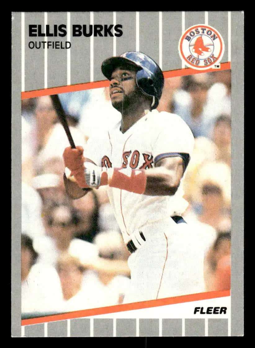 Baseball card of Ellis Burks of the Boston Red Sox from 1989 Fleer series